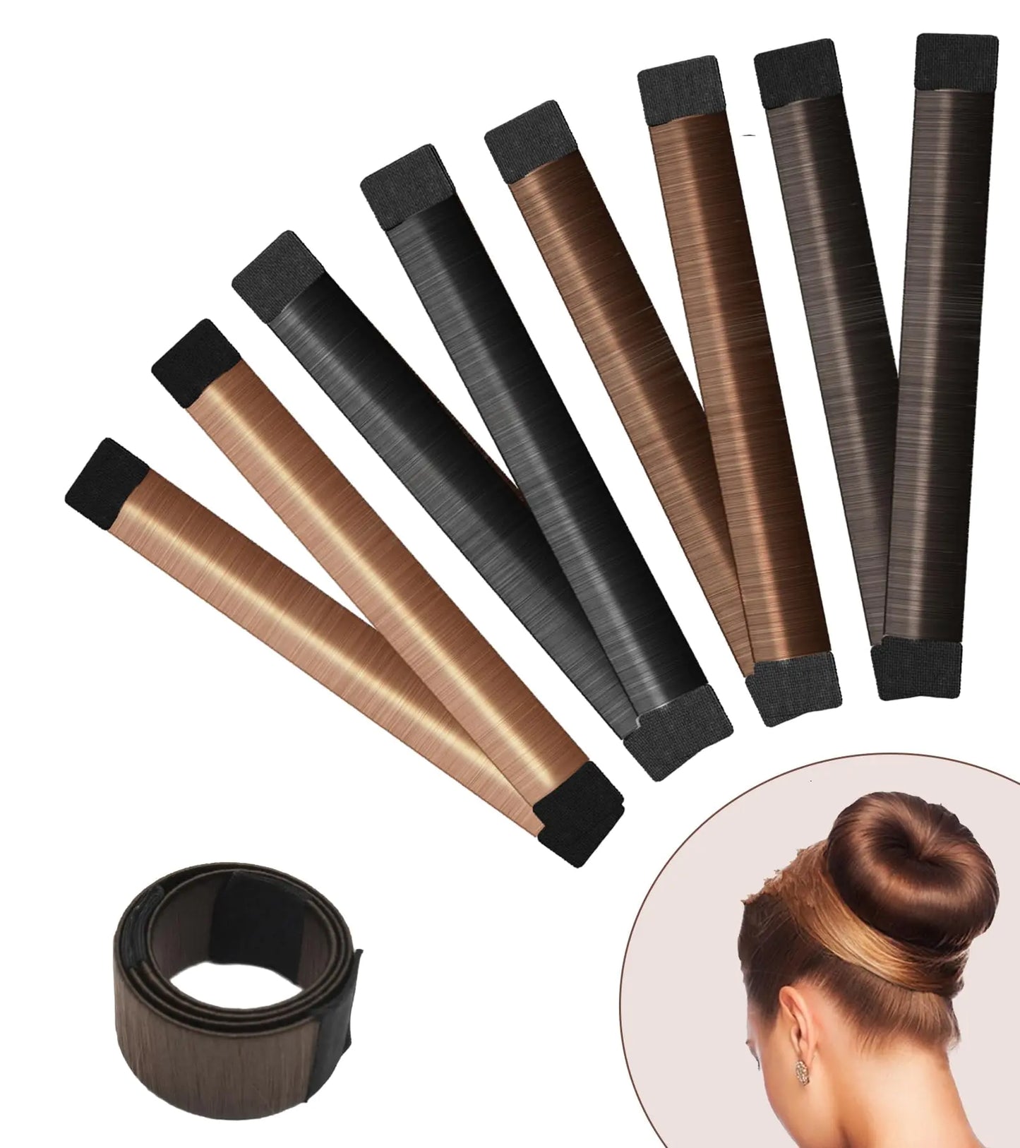 YANVIPER🎀 Deft Hair Bun Maker – Roo Approved™ Lazy Girl Hair Hack (4 Pack) | DIY Shaper for Easy Ballerina Hairstyles | Hair Donuts for Buns | Bun Maker for Long Hair