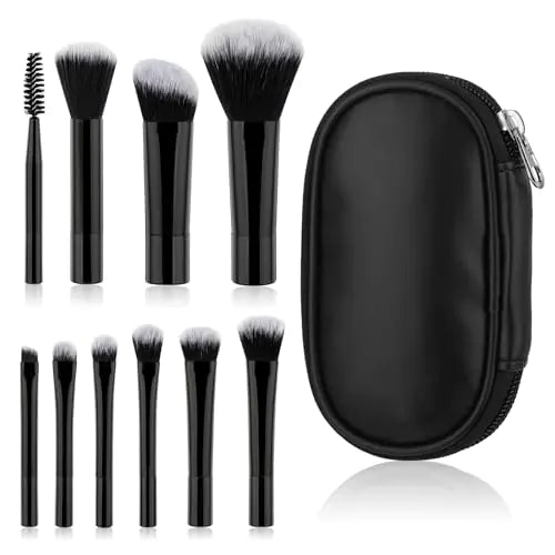 🖤 10-Piece Travel Makeup Brush Set – Sleek. Compact. Roo Approved.